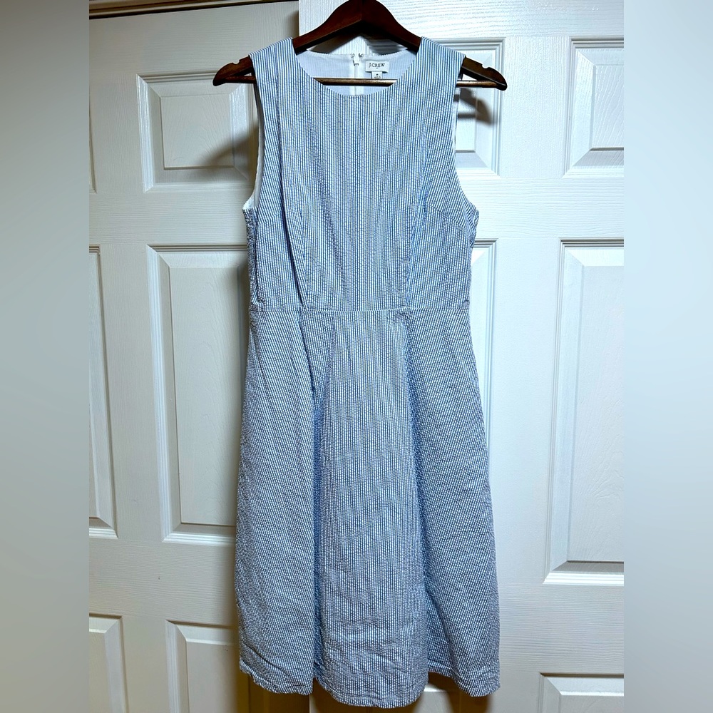 J Crew Seersucker midi Dress Size 8